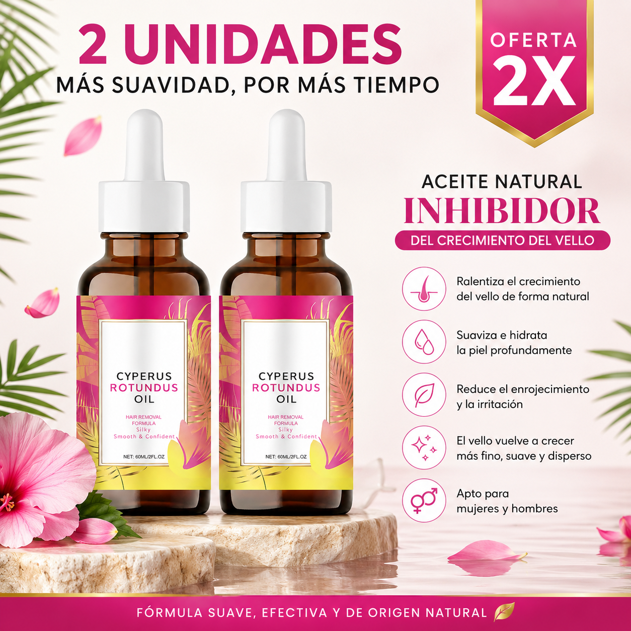CYPERUS - Aceite Natural Inhibidor del Crecimiento del Vello