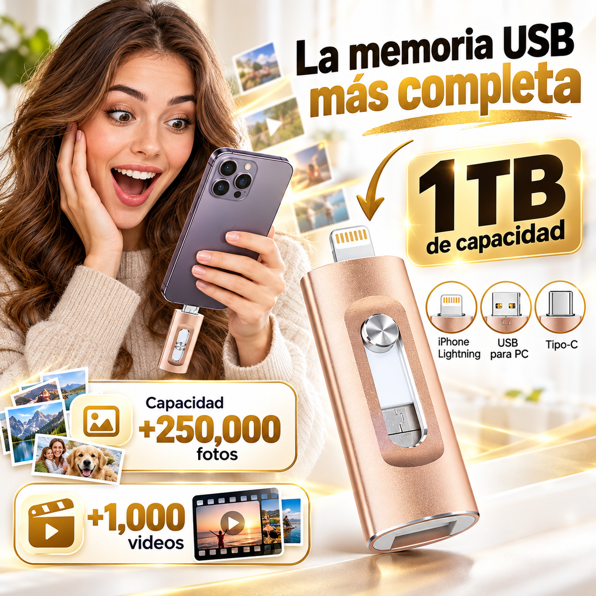 Memoria USB 3 EN 1 (1TB)