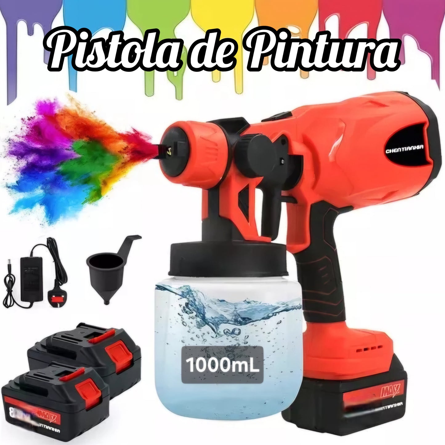 PISTOLA DE PINTURA ROJA (2 BATERIAS 48V)