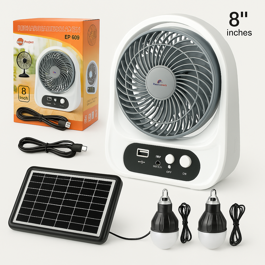 ABANICO RECARGABLE SOLAR CON ALTAVOZ
