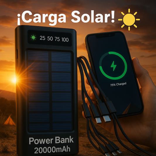 Power bank con carga solar 20,000mah