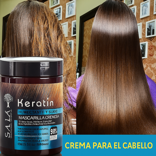 Mascarilla capilar profesional con queratina en crema, con aroma floral