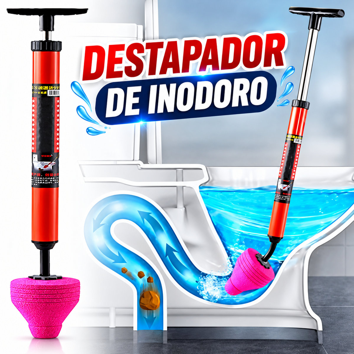 Destapador de inodoro o tuberías de alta presión