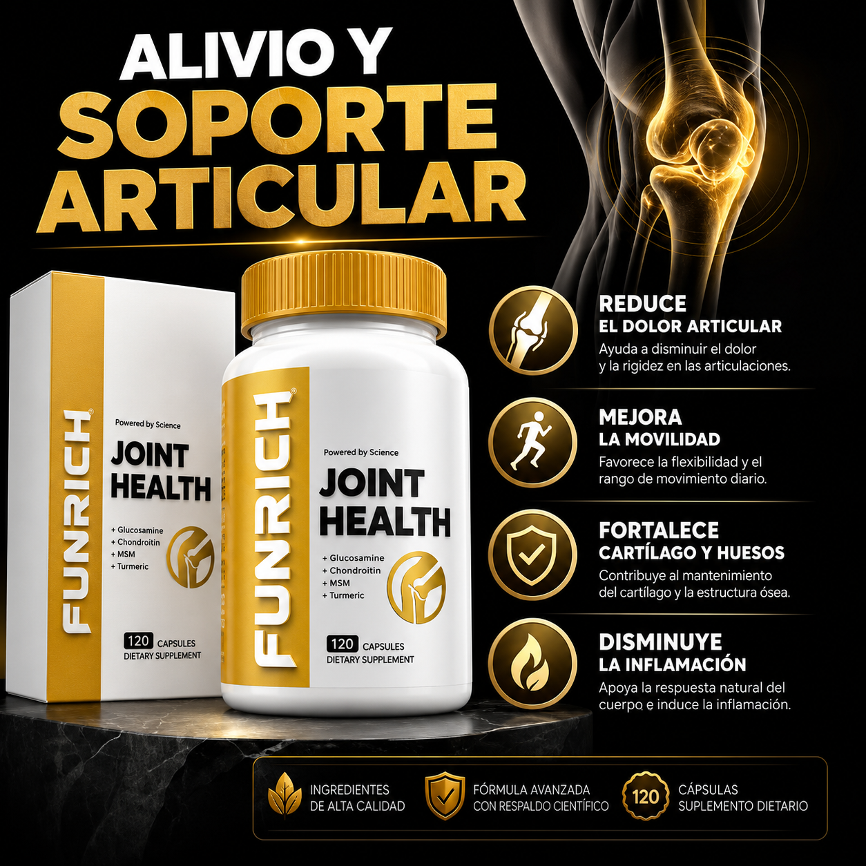 FUNRICH - Soporte avanzado para articulaciones, cartílago y movilidad