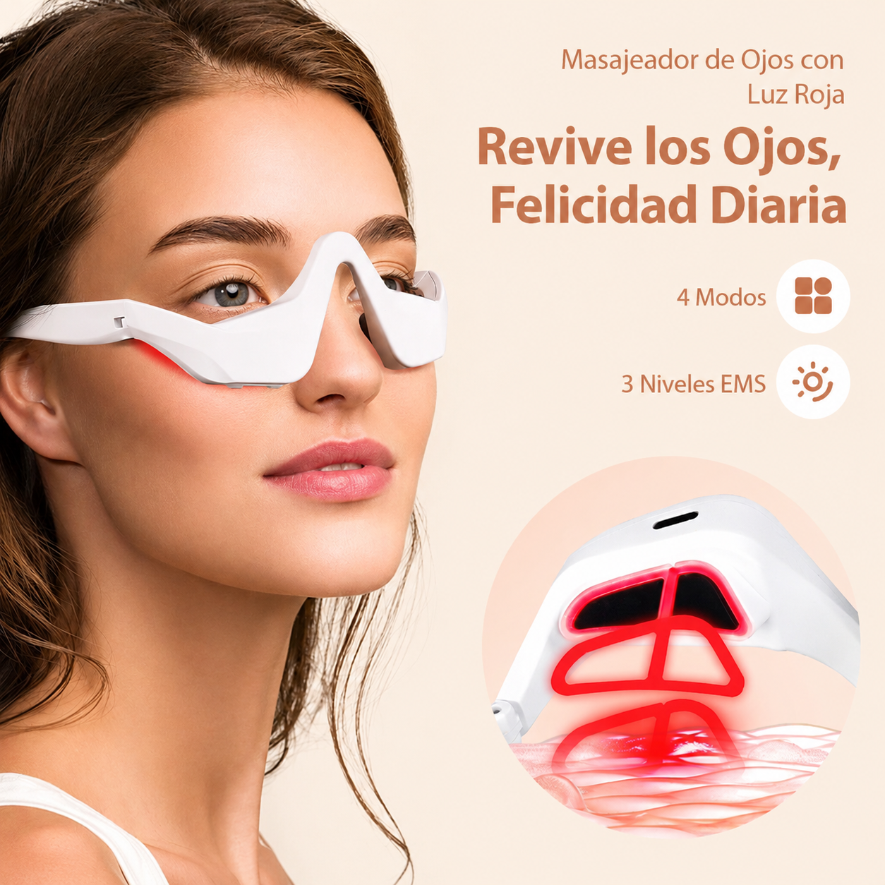 Masajeador Profesional de Ojos con Microcorriente y Terapia de Luz