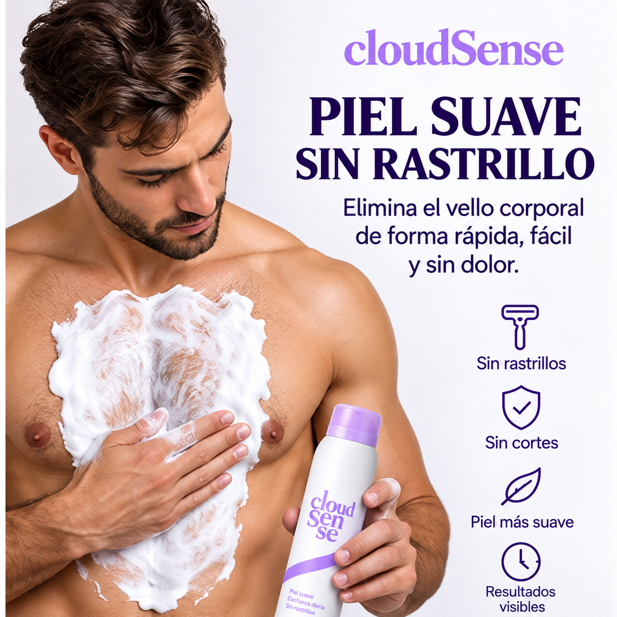 CloudSense – Espuma Depilatoria Corporal Suave 140 ml