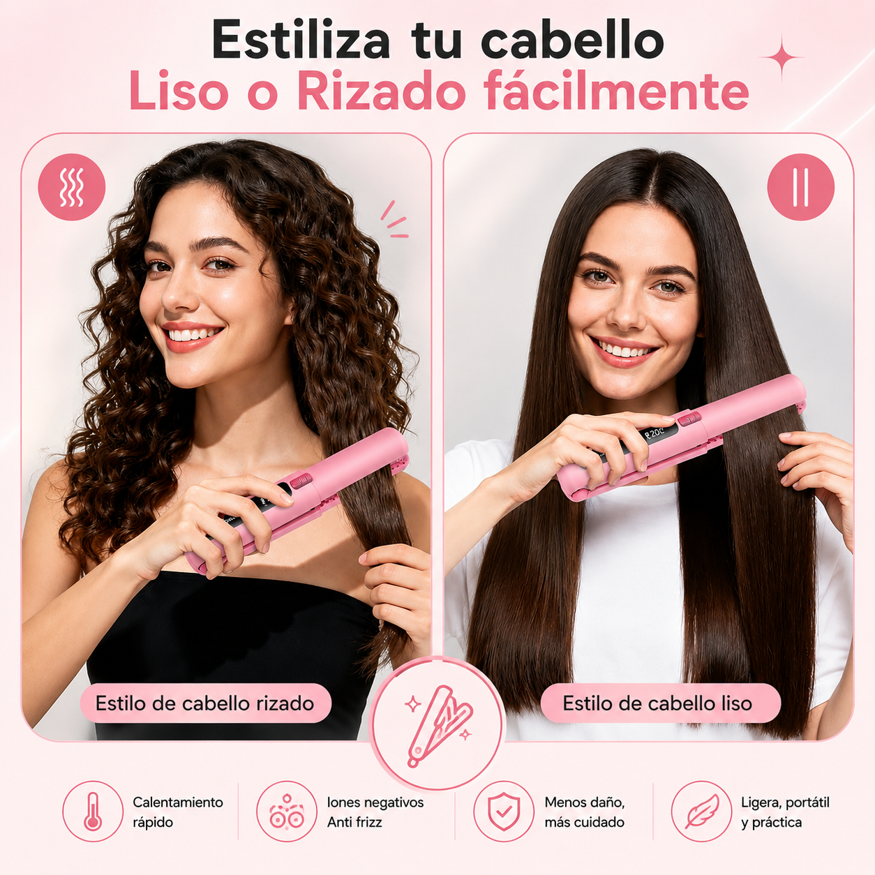 MINI PLANCHA PARA CABELLO PORTÁTIL