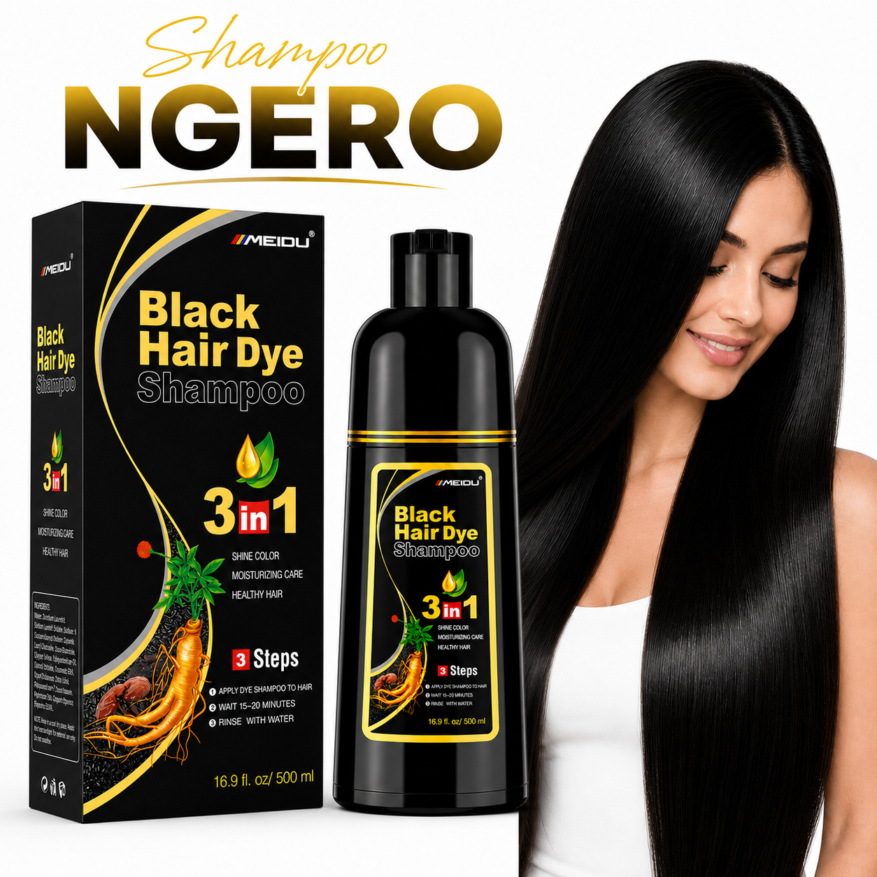 SHAMPOO TINTE PARA CUBRIR LAS CANAS 500ML