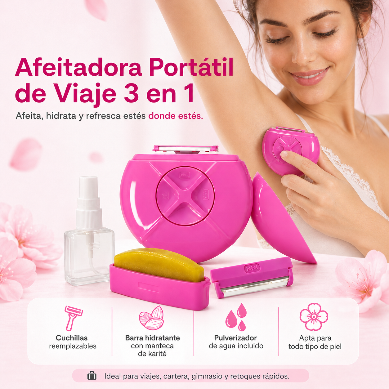 AFEITADORA PORTÁTIL DE VIAJE 3 EN 1