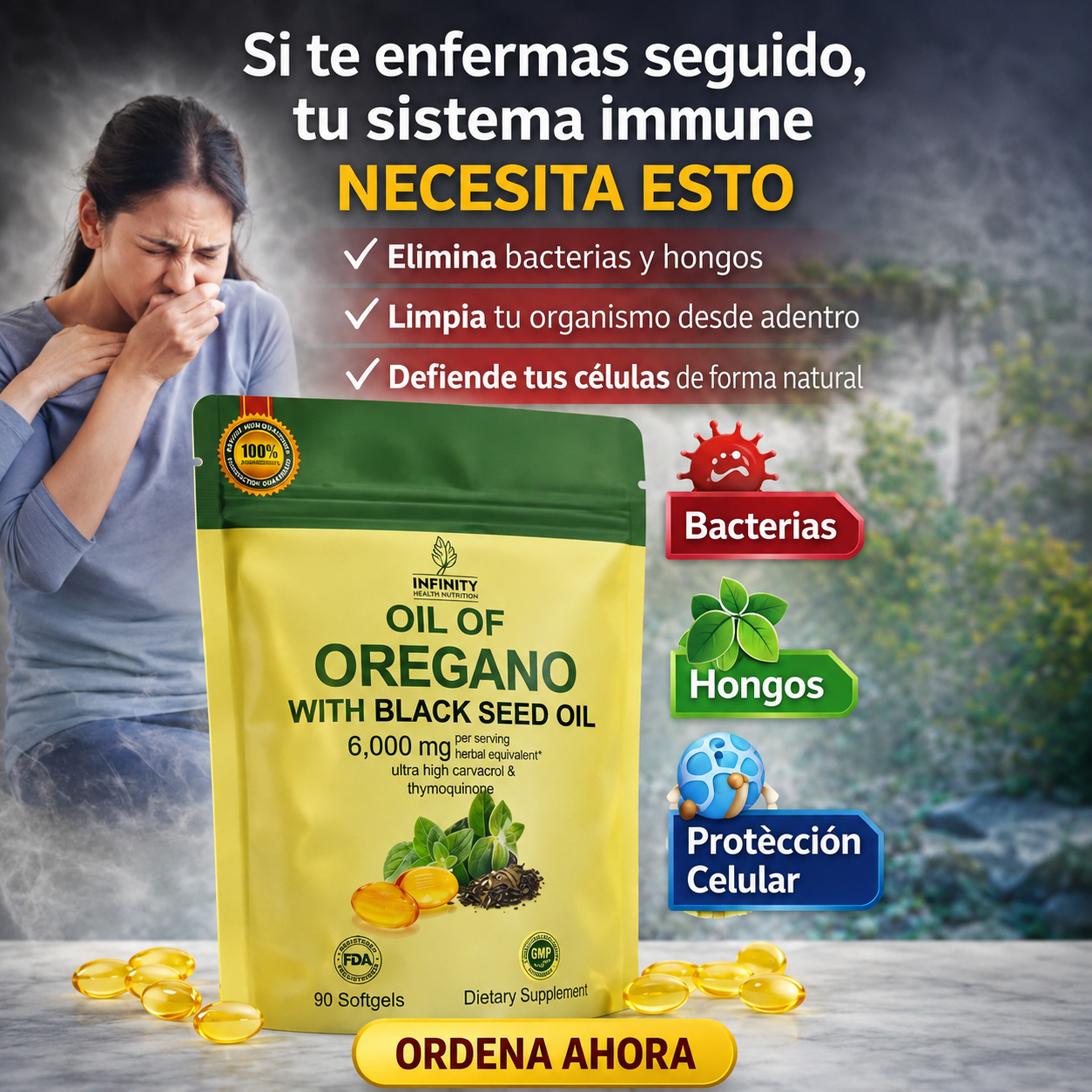 Aceite de Orégano + Black Seed Oil (90 capsulas)