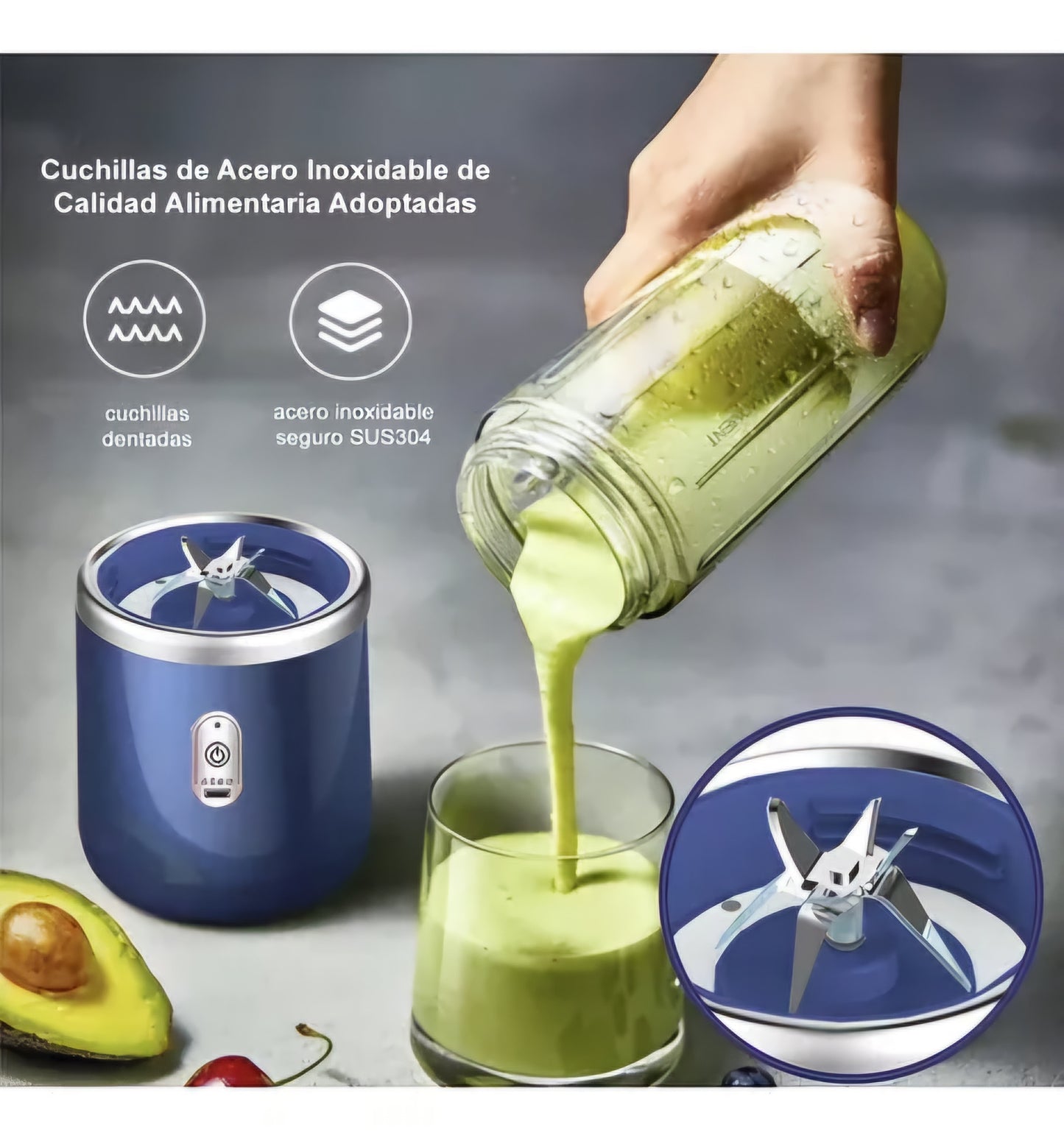 Licuadora portátil, mini jugo de frutas de 400 ml