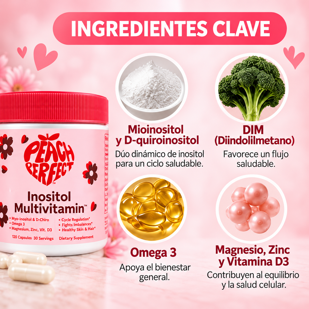 Inositol Multivitamin Peach Perfect – 120 Cápsulas