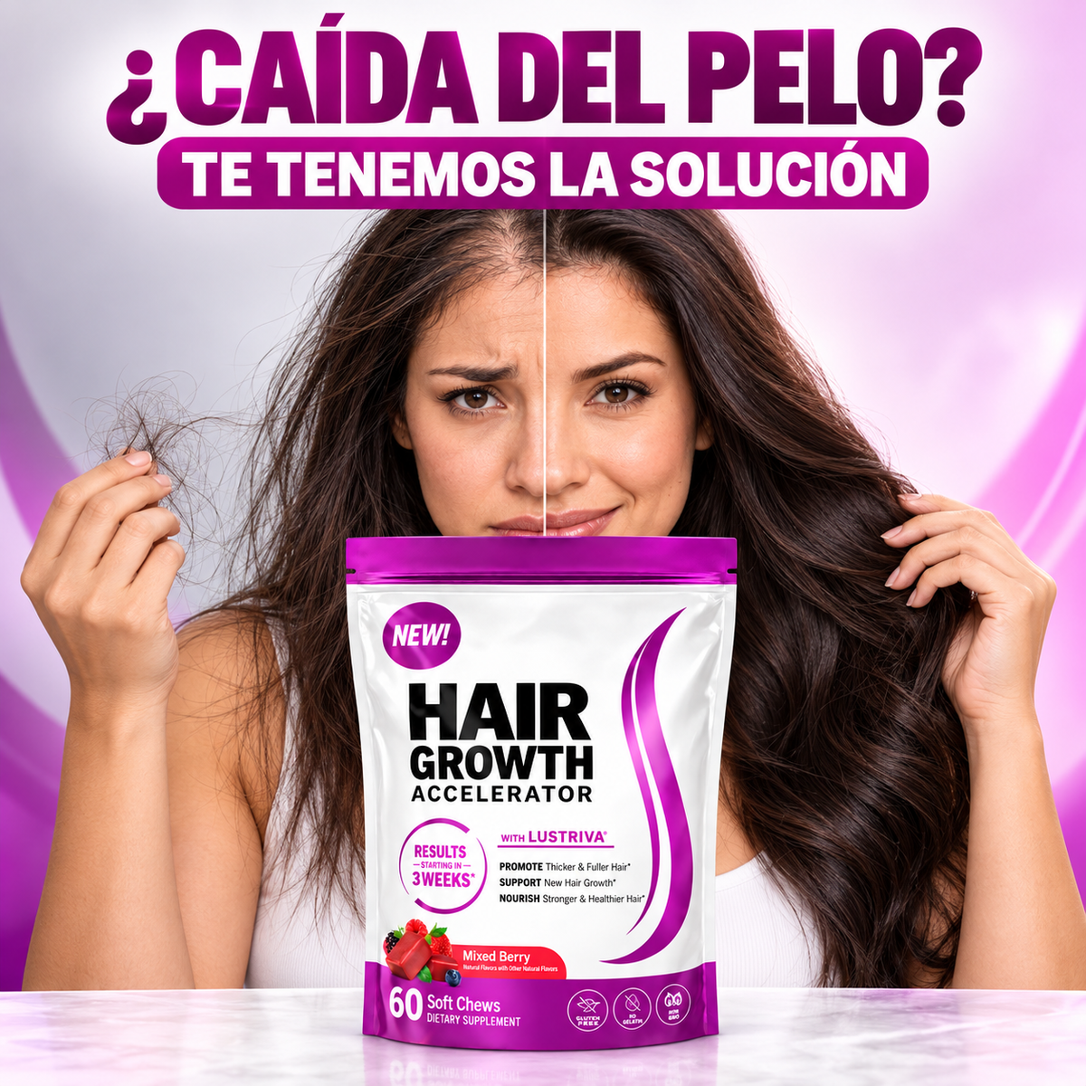 GOMITAS PARA CRECMIENTO DEL CABELLO - con Lustriva®