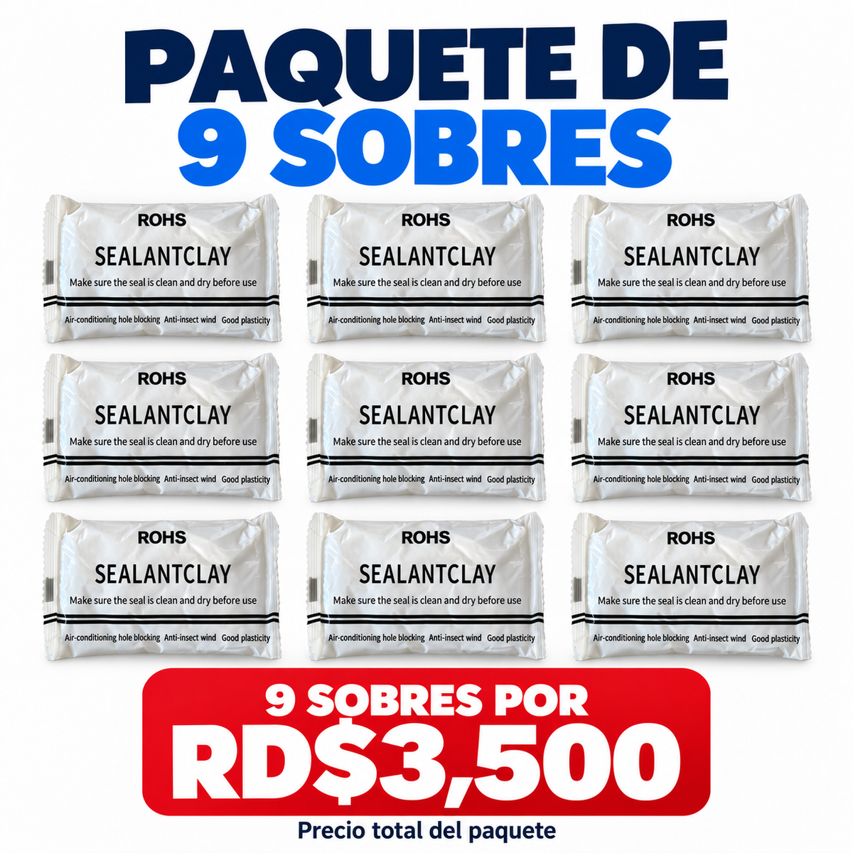 Masilla Selladora Multiuso – Pack de 3 Sobres