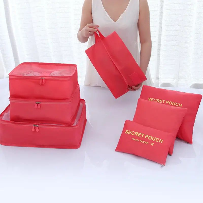 SET BOLSAS DE VIAJE ROJA (6 en 1)