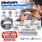 Pack de 3 sobres de masilla selladora por RD$1,500; antes RD$2,100 el paquete. Persona aplicando masilla alrededor de la tubería del fregadero.