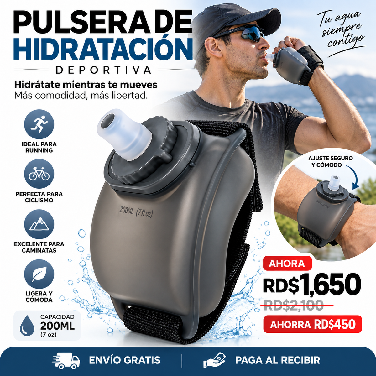 Oferta Pulsera de Hidratación Deportiva 200ML RD$1,650